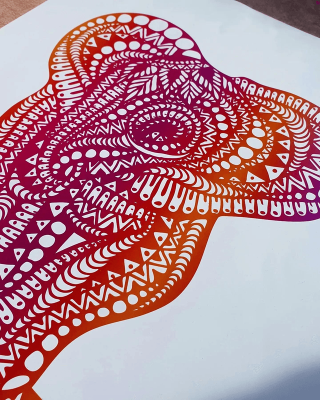 Sunset Elephant Print