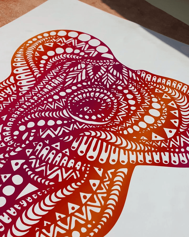 Sunset Elephant Print