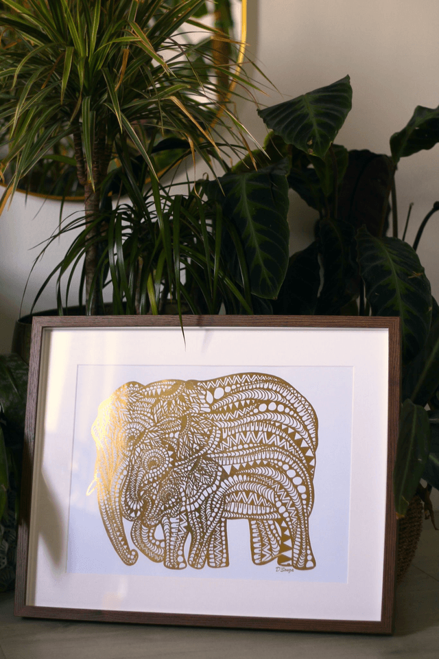Elephant Family Foil Print