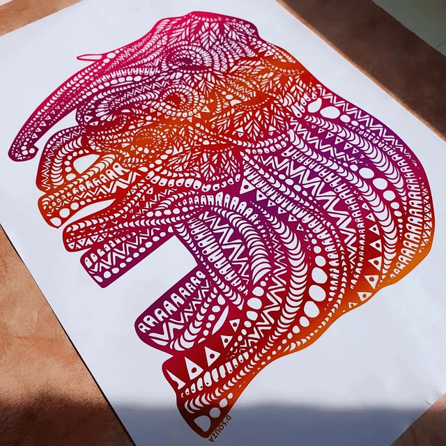 Sunset Elephant Family Print
