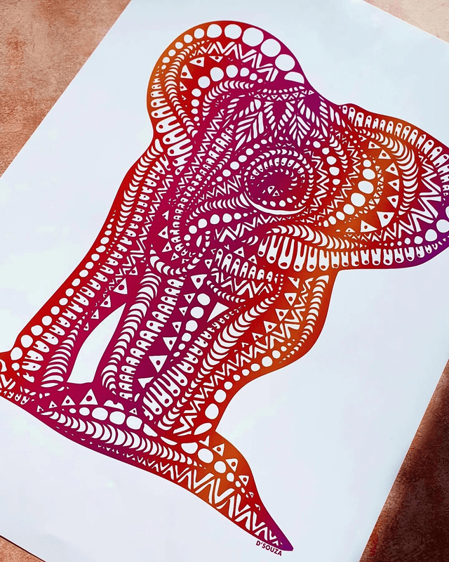 Sunset Elephant Print