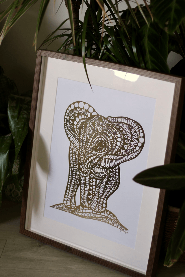 Baby Elephant Foil Print