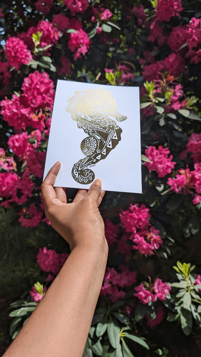 Seahorse Foil Print