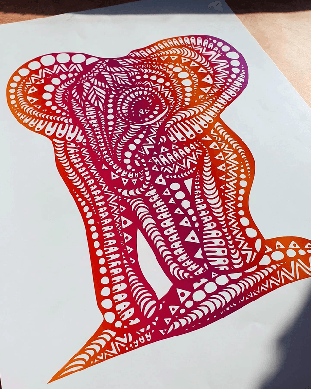 Sunset Elephant Print