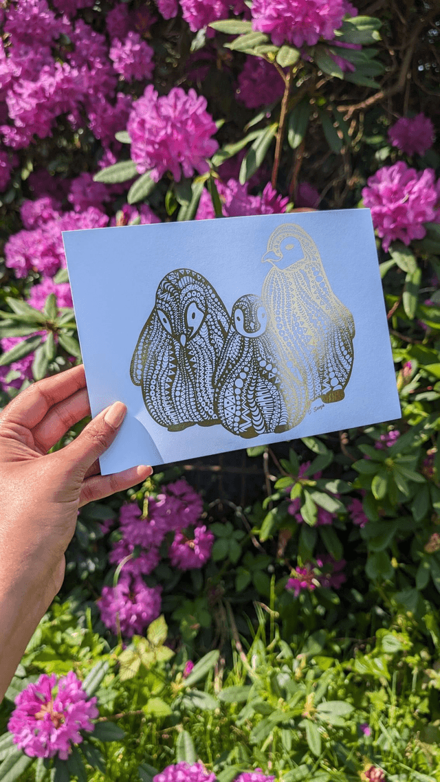 Penguin Family Foil Print