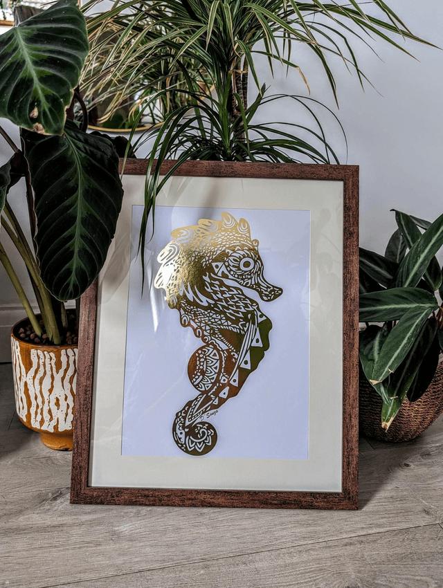 Seahorse Foil Print