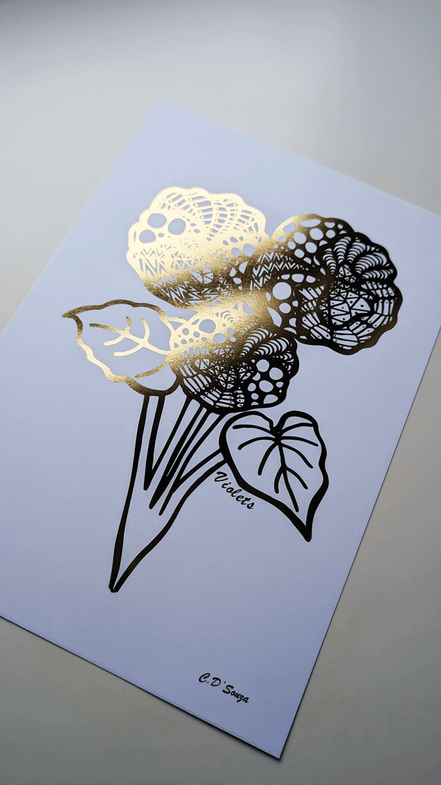 Violets / February Flower Foil Print
