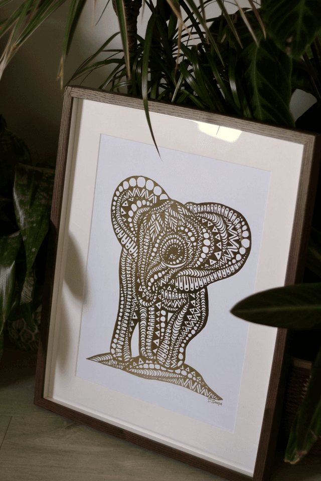 Baby Elephant Foil Print