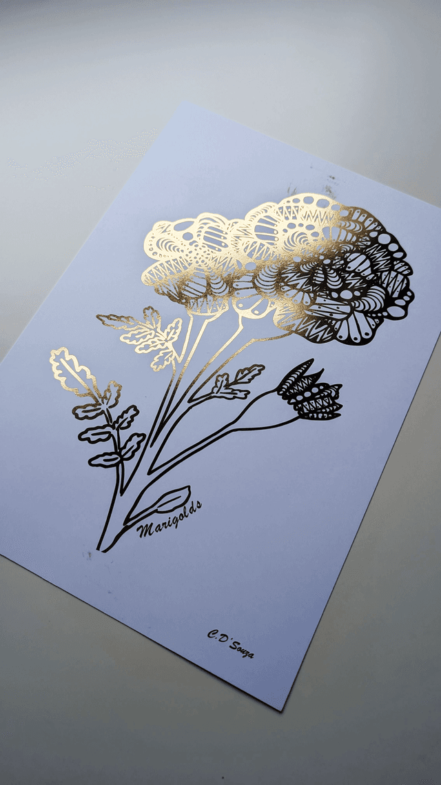 Marigold / October Flower Foil Print