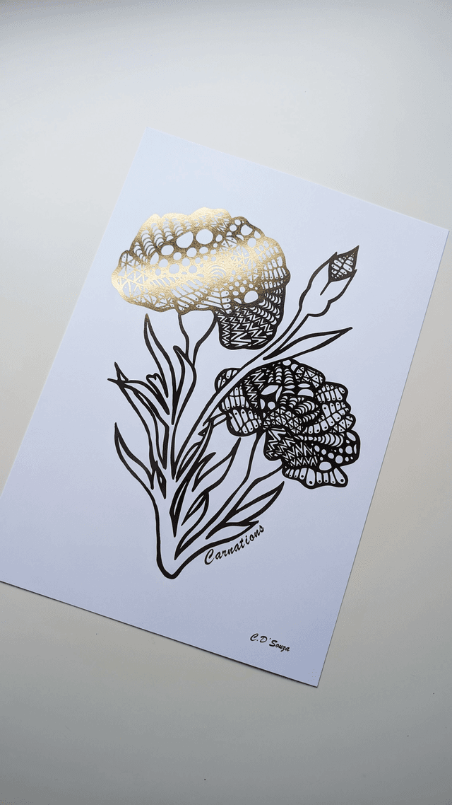 Carnations / January Flower Foil Print